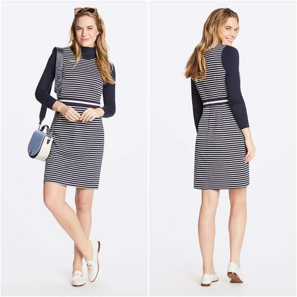 NWT Draper James Navy Striped Ponte Sheath Dress - Picture 1 of 7